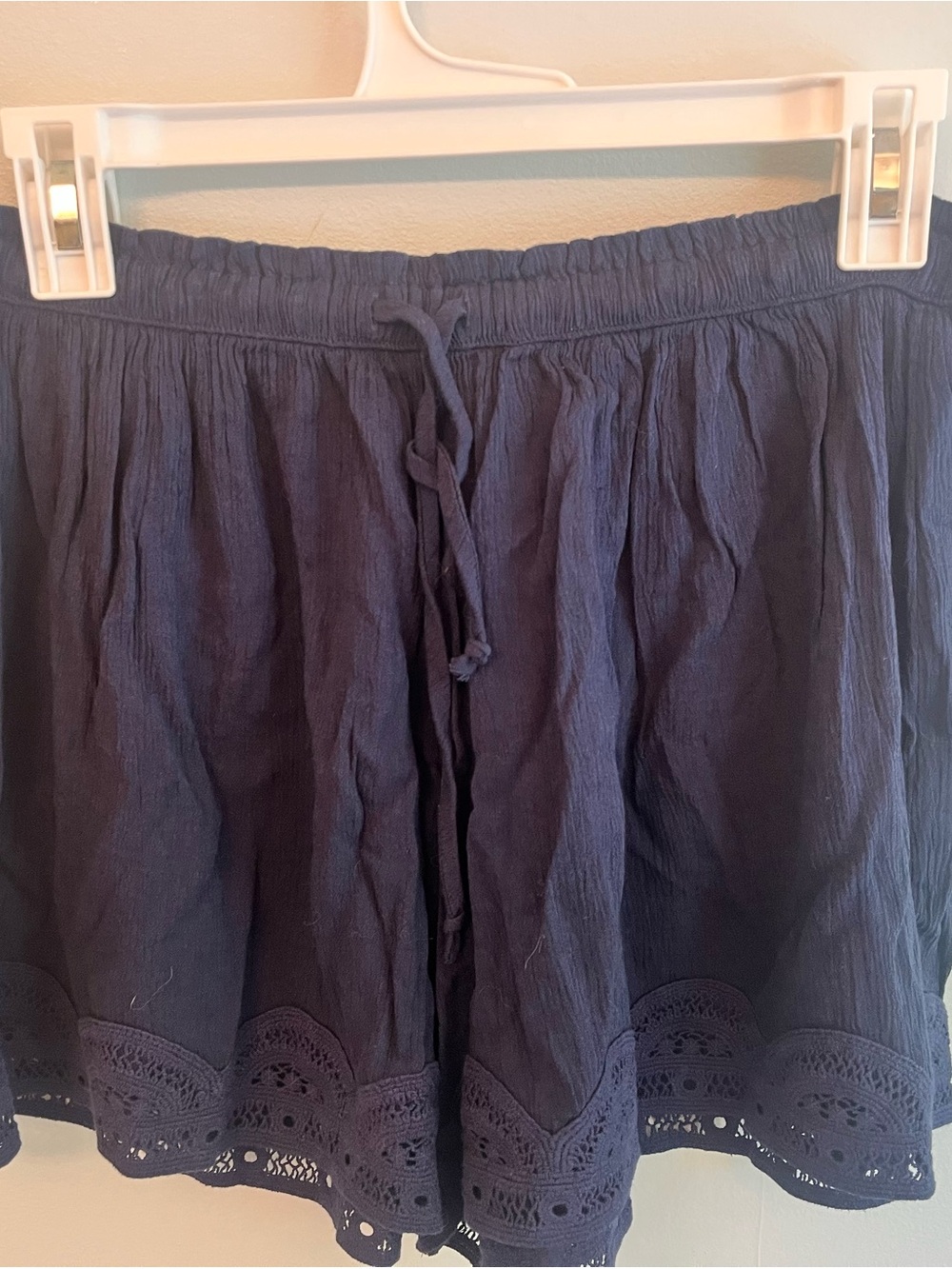 aerie Navy Eyelet-Hem Drawstring Skort